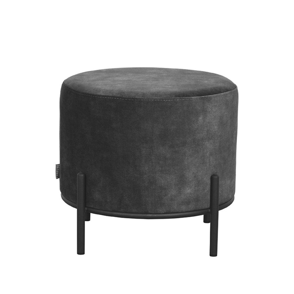 Poef Troy Grijs Antraciet - Velours - LABEL51
