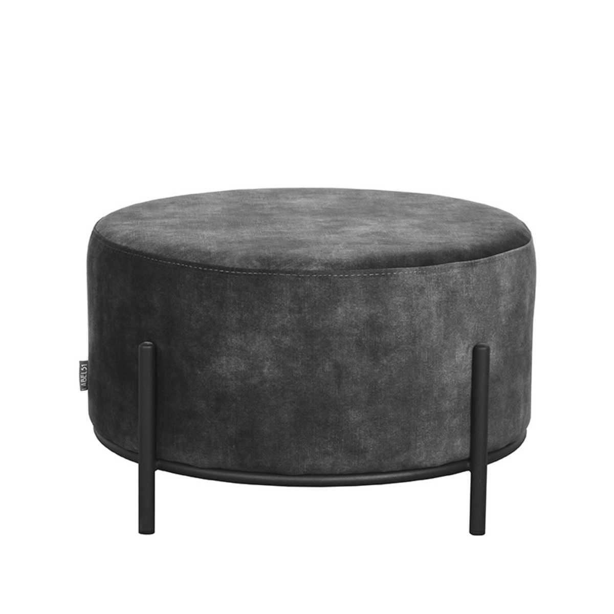 Poef Troy Grijs Antraciet - Velours - LABEL51