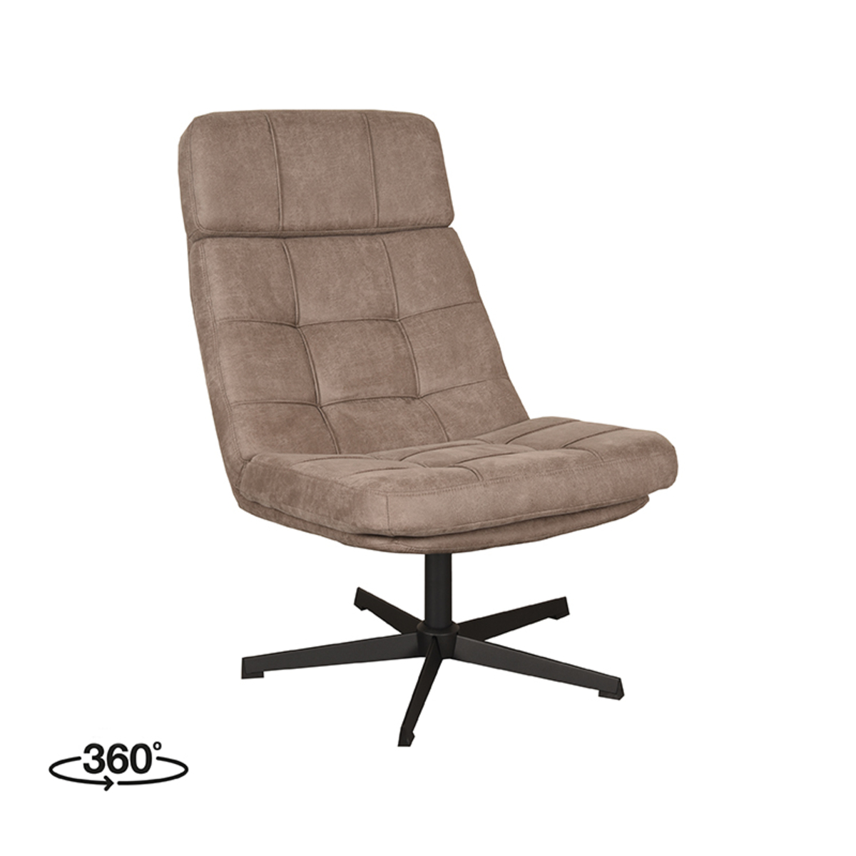Fauteuil Alvar Bruin Taupe - Micro Suede - LABEL51