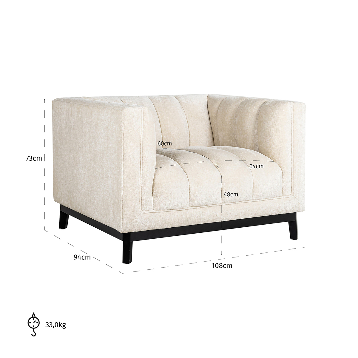 Fauteuil Beaudy Wit - Stof - Richmond Interiors