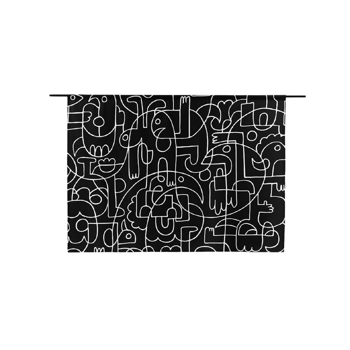 Wanddecoratie Doodles Zwart  - Katoen - Urban Cotton