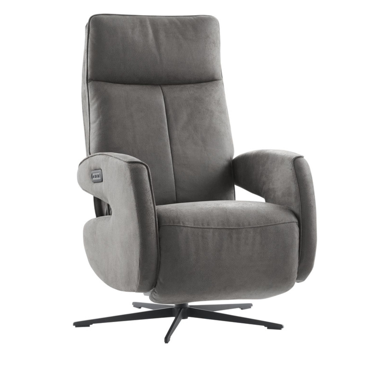 Fauteuil Niland - Elektrisch - Armleuning - Grijs - Microleder - Modern - Profijt Meubel