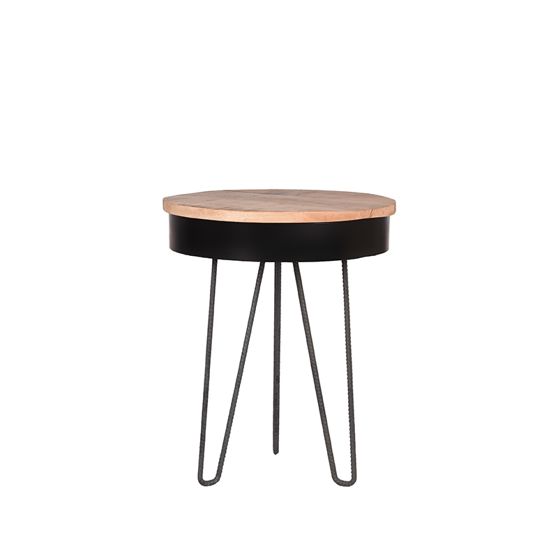 Bijzettafel Saria Zwart - Mangohout - LABEL51