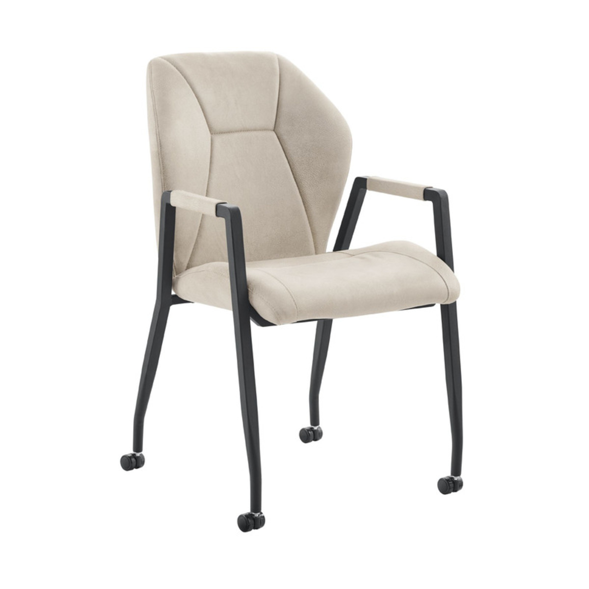 Fauteuil Morada - Wielen - Armleuning - Beige - Stof - Modern - Profijt Meubel