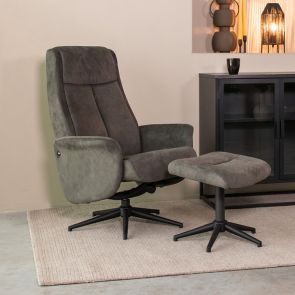 Relaxfauteuil Bergen + Hocker 77x76x105 cm