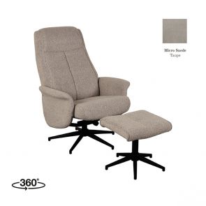 Fauteuil Bergen + Ottoman 77x76x105 Cm Taupe Micro Suede Perspectief360