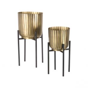 Set Plant Stand 23x23x50 cm Goud Metaal Perspectief