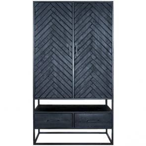 Kast Radu Visgraat - Zwart Mangohout - 180 x 100 cm