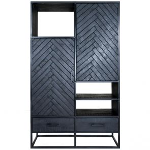 Kast Roan Visgraat - Zwart Mangohout - 180 x 110 cm