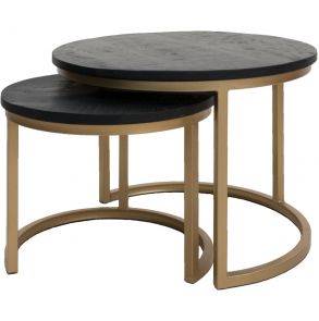 Salontafel Bart - Set van 2 - Zwart blad - Goud onderstel