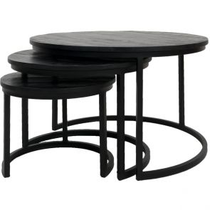 Salontafel Bart - Set van 3 - Zwart blad - Zwart onderstel