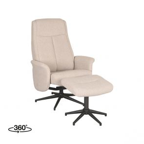 Relaxfauteuil Bergen + Hocker 77x76x105 cm