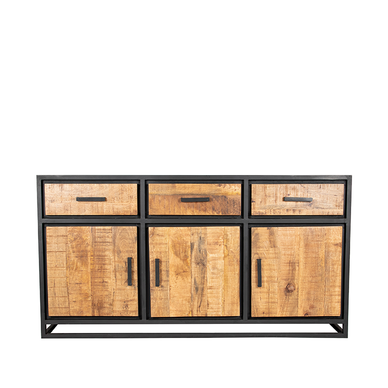 Dressoir Cuba Zwart Rough - Mangohout - Trend Living