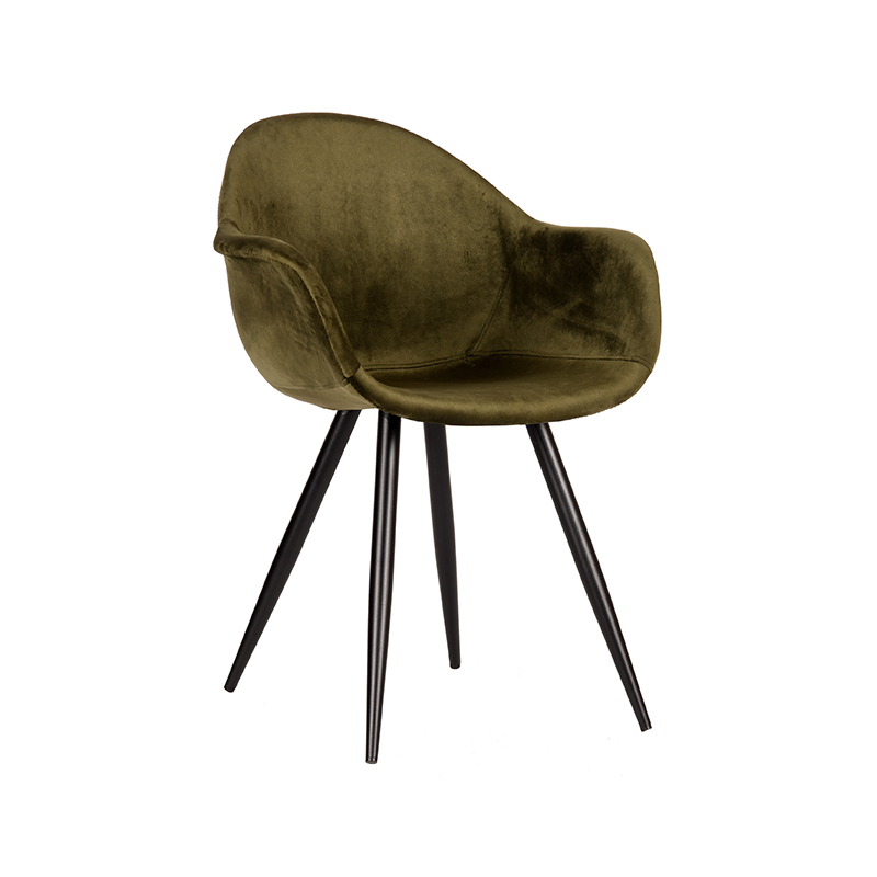 Eetkamerstoel Forli Groen Army green - Fluweel - LABEL51