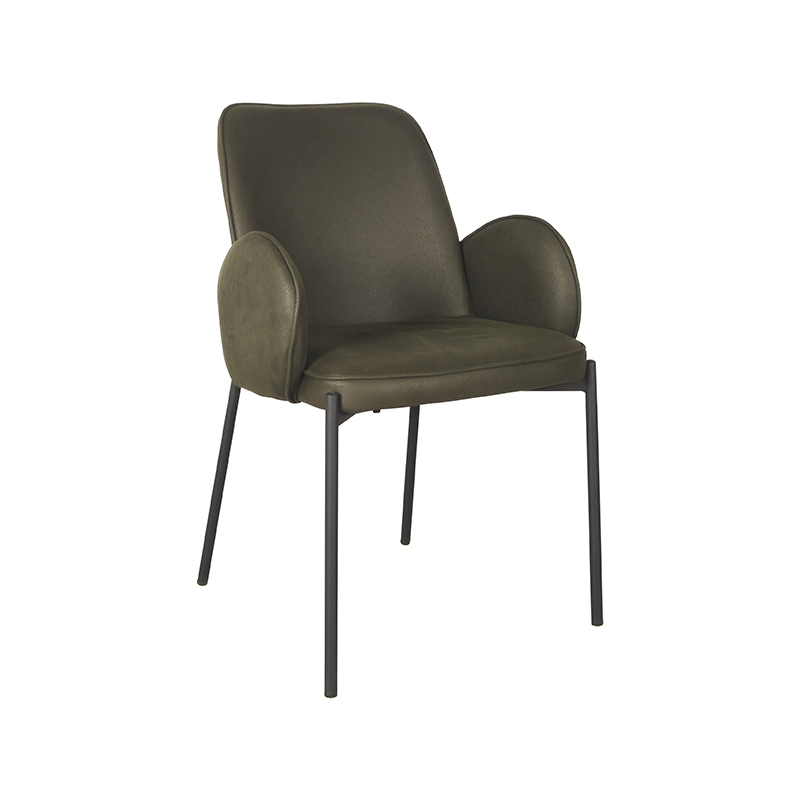 Eetkamerstoel Jari Groen Army green - Microfiber - LABEL51
