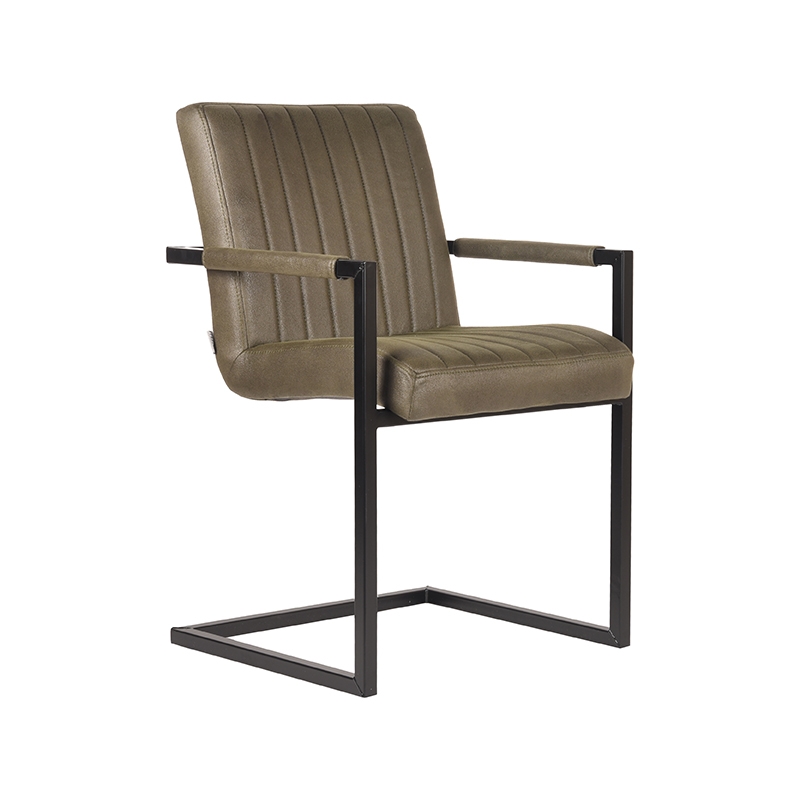 Eetkamerstoel Milo Groen Army green - Microfiber - LABEL51
