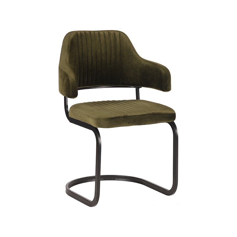 Eetkamerstoel Otta Groen Army green - Fluweel - LABEL51