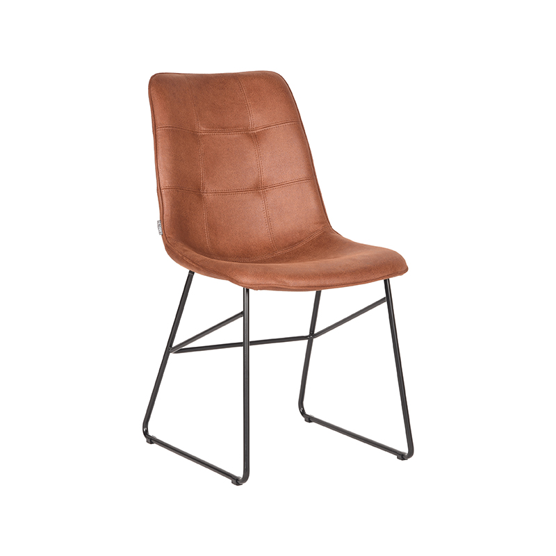 Eetkamerstoel Slim Bruin Cognac - Microfiber - LABEL51