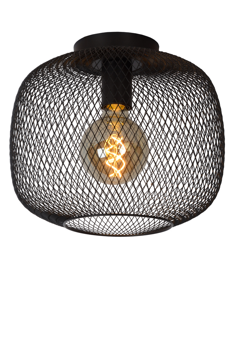 Plafonniere Mesh Zwart - Metaal - Lucide