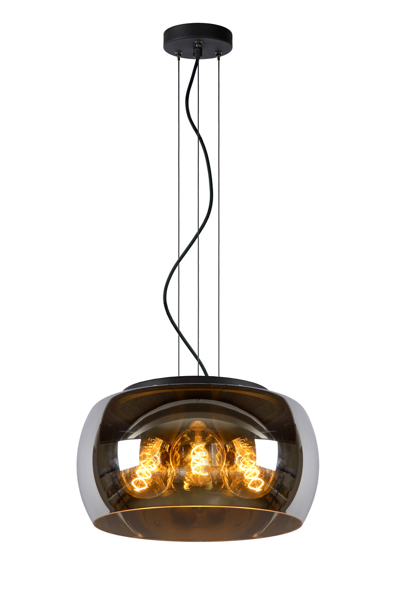 Hanglamp Olivia Zwart - Glas - Lucide