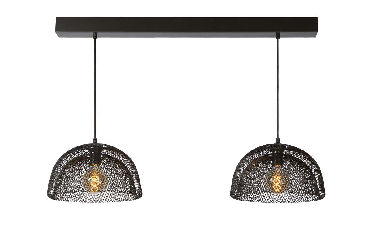 Hanglamp Mesh Zwart - Metaal - Lucide
