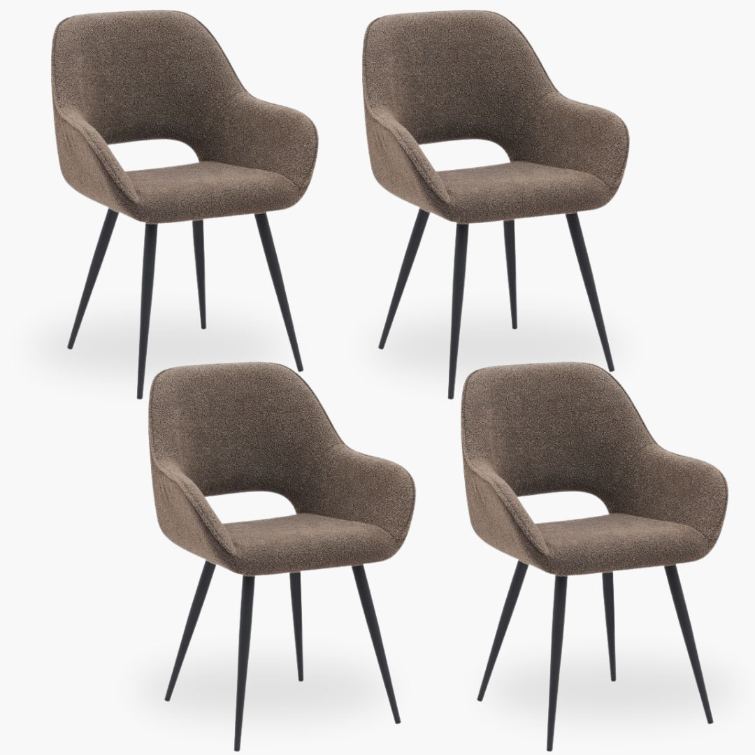 Eetkamerstoel Jenna - Armleuning - Bruin - Boucle - Modern - DOK 2 Essentials