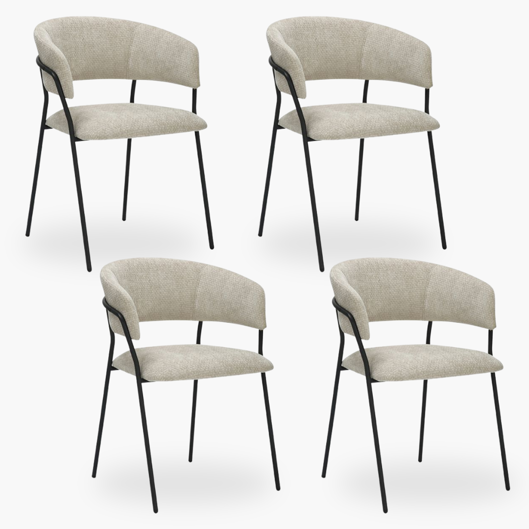 Eetkamerstoel Mace - Armleuning - Beige - Fluweel - Modern - DOK 2 Essentials