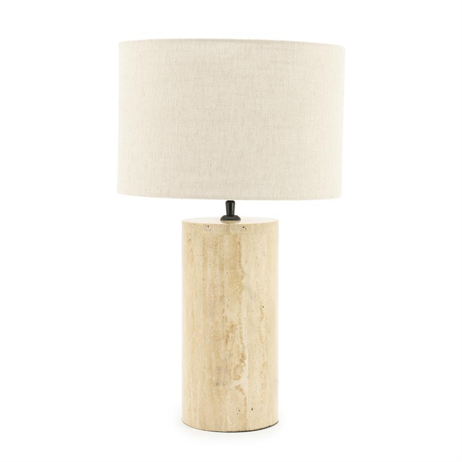 Tafellamp Amara - Natuurlijk - Travetin & Linnen - By Boo