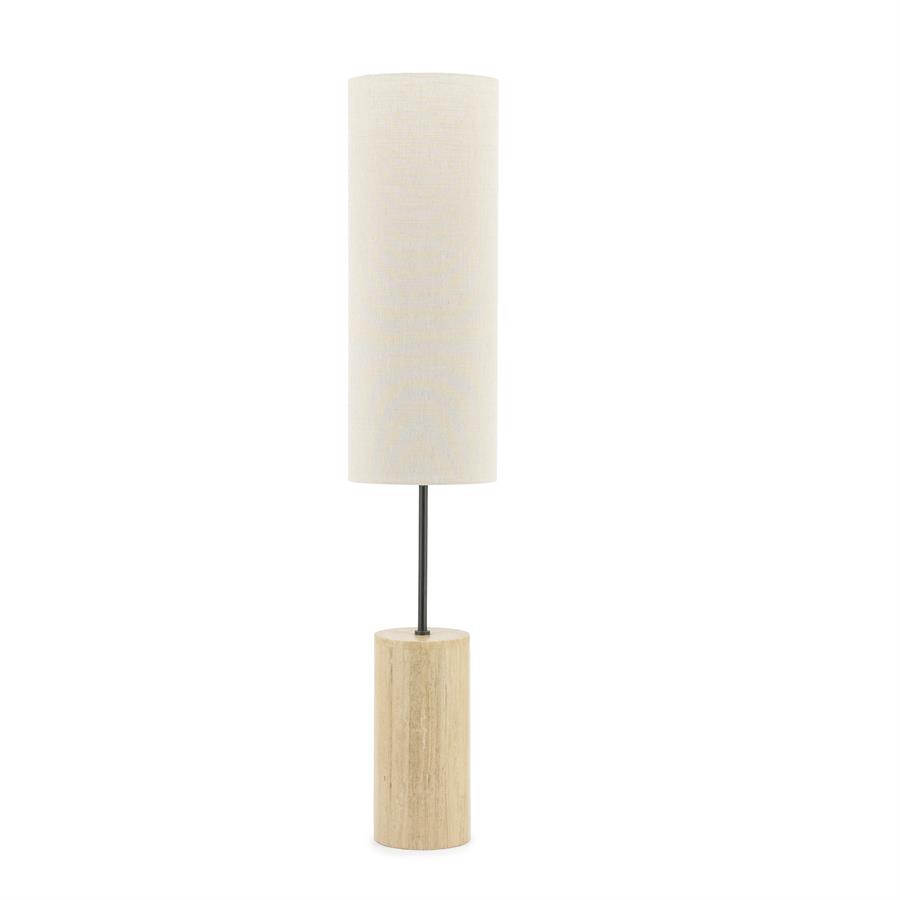 Vloerlamp Amara - Natuurlijk - Travetin & Linnen - Staande lamp - 30x30x145 cm - By Boo