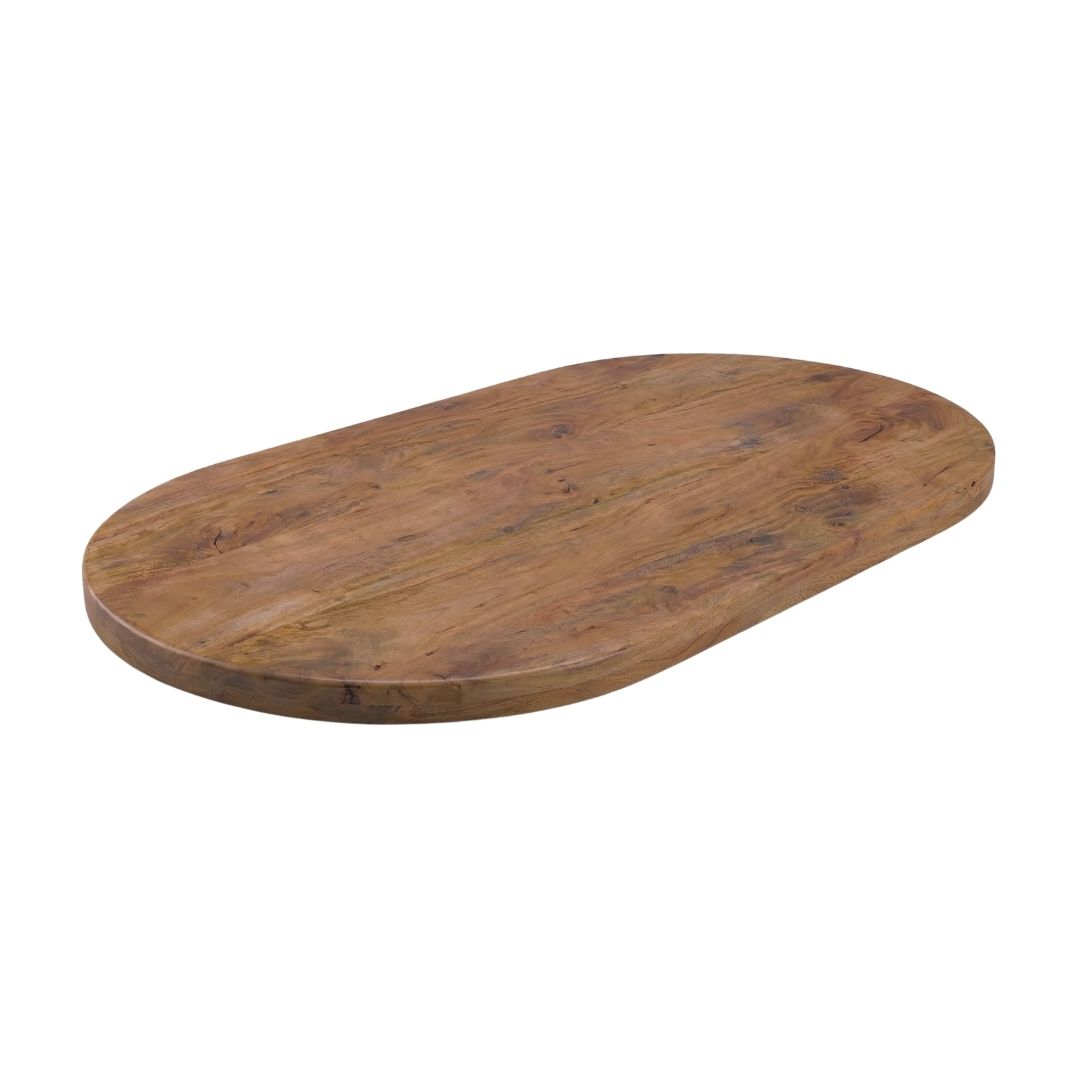 Eetkamertafel Tafelblad Halve Cirkel - Nature Smooth - Mangohout - LABEL51