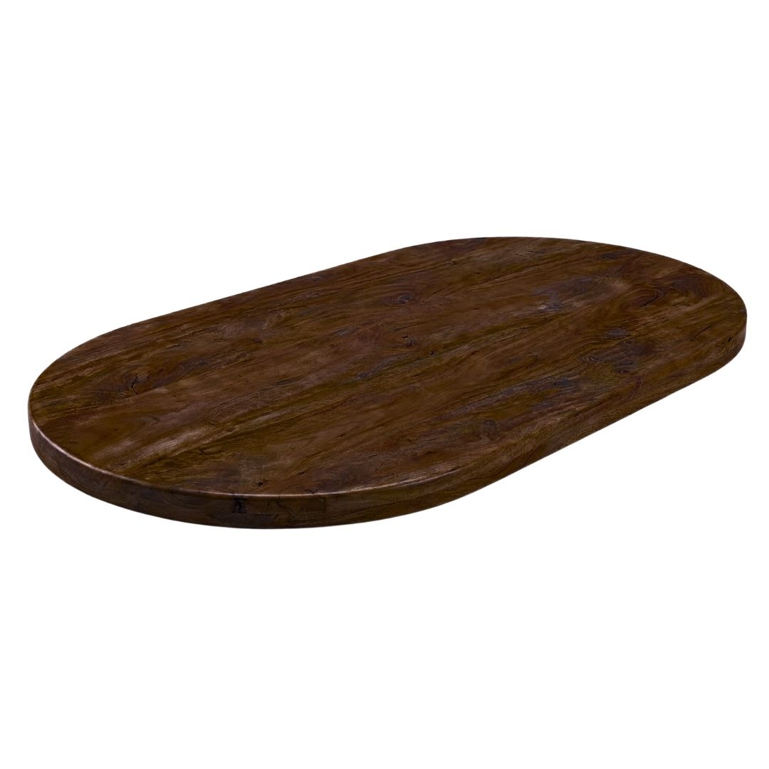 Eetkamertafel Tafelblad Halve Cirkel - Espresso - Mangohout - LABEL51