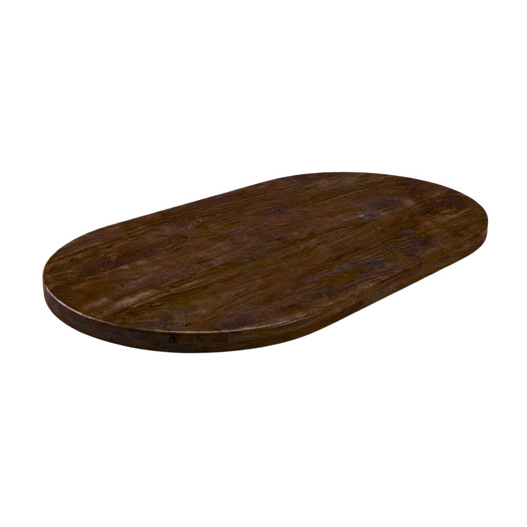 Eetkamertafel Tafelblad Halve Cirkel - Espresso - Mangohout - LABEL51
