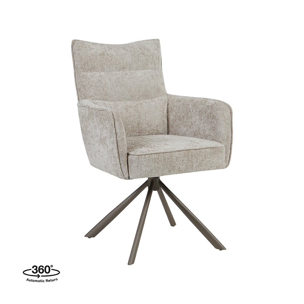 Eetkamerstoel Dubai - Zonder armleuning - Naturel Beige - Haga - LABEL51