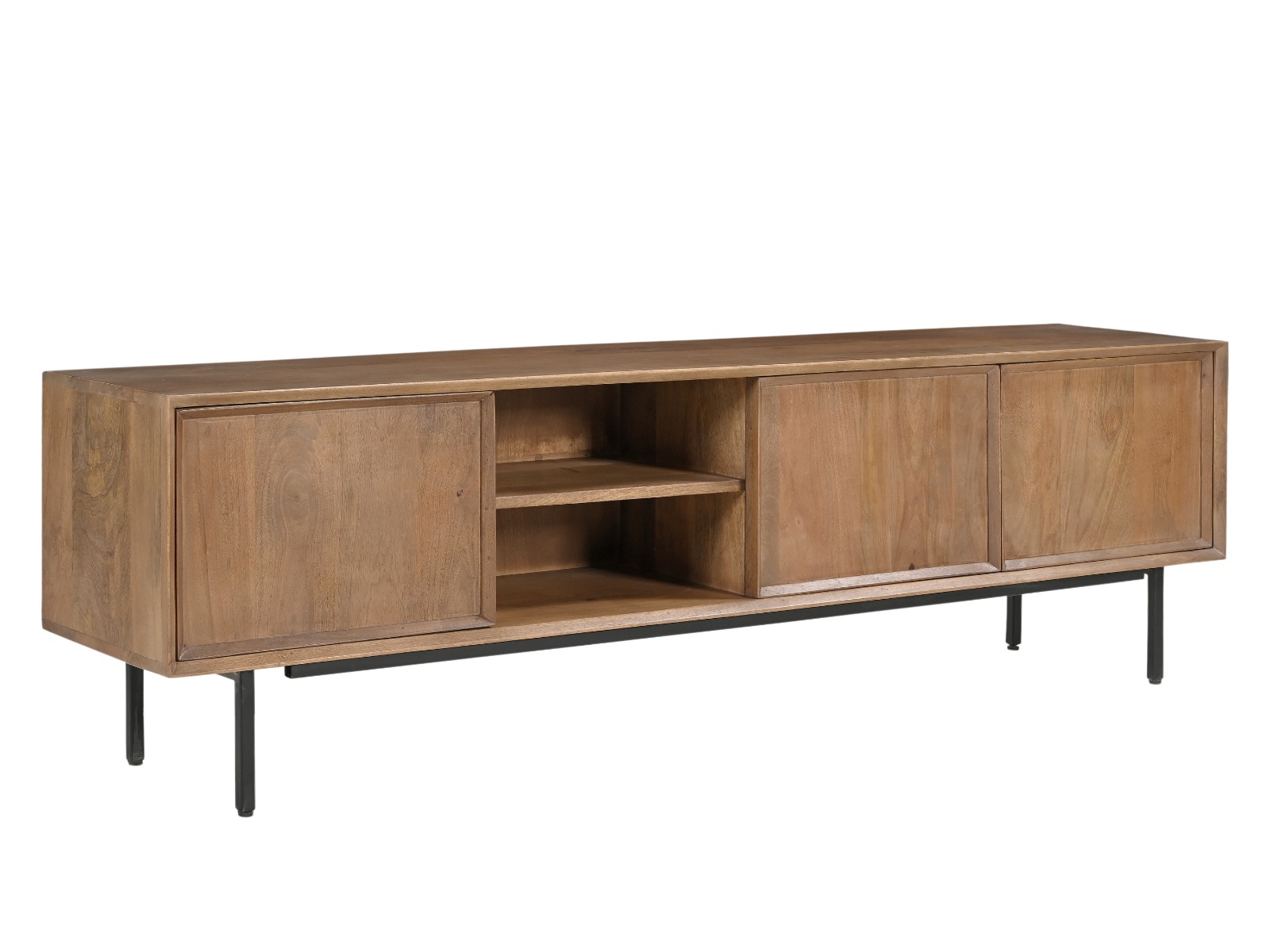 Tv-meubel Ravenstein - Bruin - Mangohout, Gecoat staal - Living Furn
