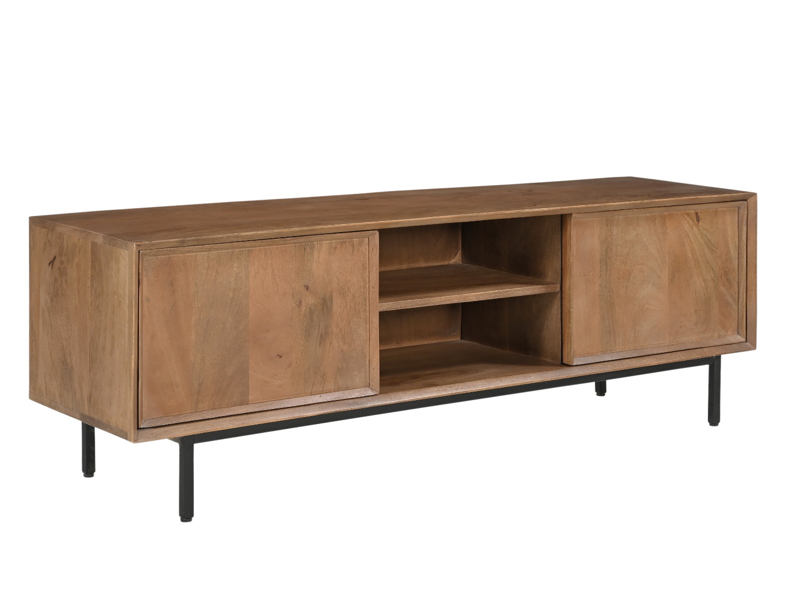 Tv-meubel Ravenstein - Bruin - Mangohout, Gecoat staal - Living Furn