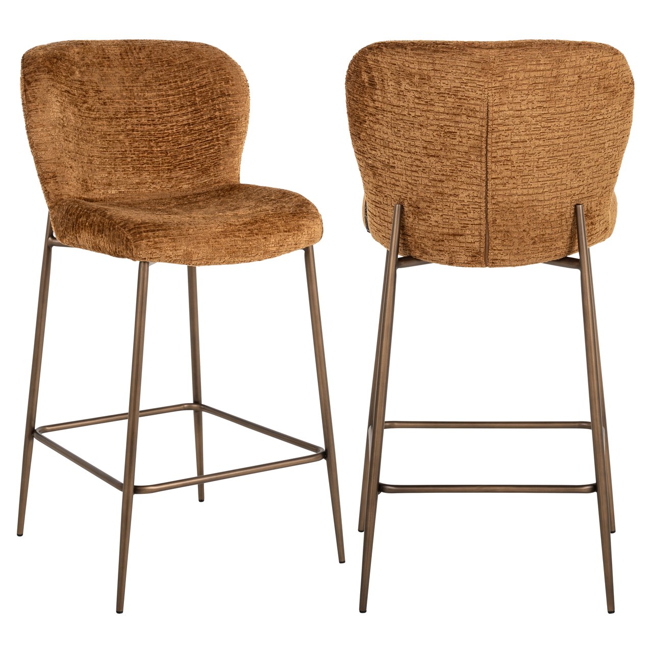 Barkruk Odarby - Zonder armleuning - Laag - Cognac - Velvet - Richmond Interiors