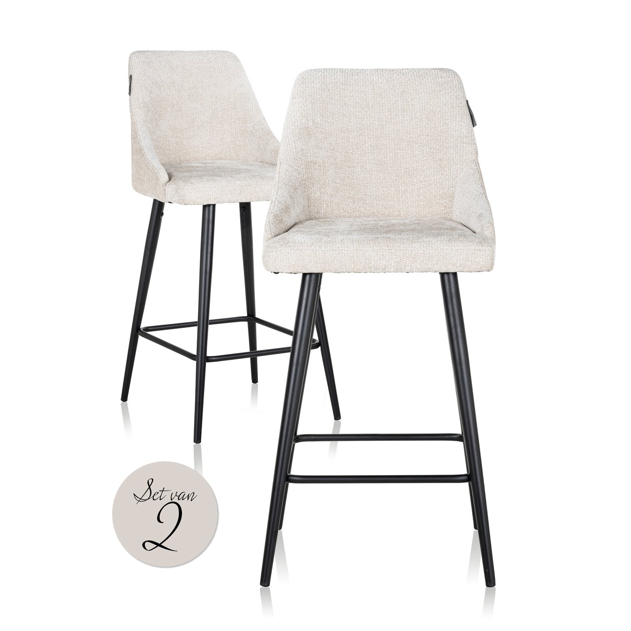 Barkruk Brooke - Zonder armleuning - Laag - Cream - Stof - Richmond Interiors