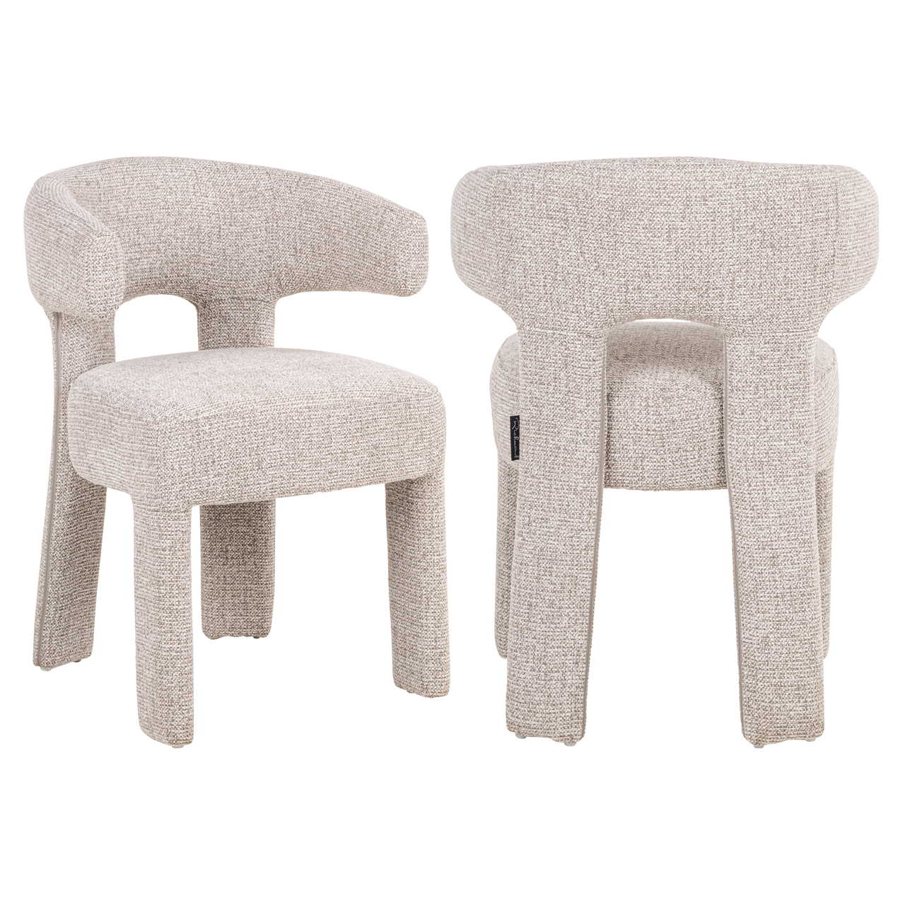 Eetkamerstoel Nerio - Zonder armleuning - Natural - Chenille - Japandi - Richmond Interiors