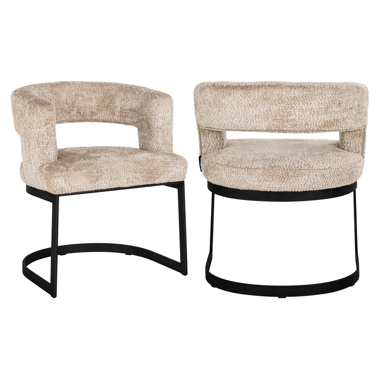 Eetkamerstoel Ellis - Zonder armleuning - Beige - Chenille - Richmond Interiors