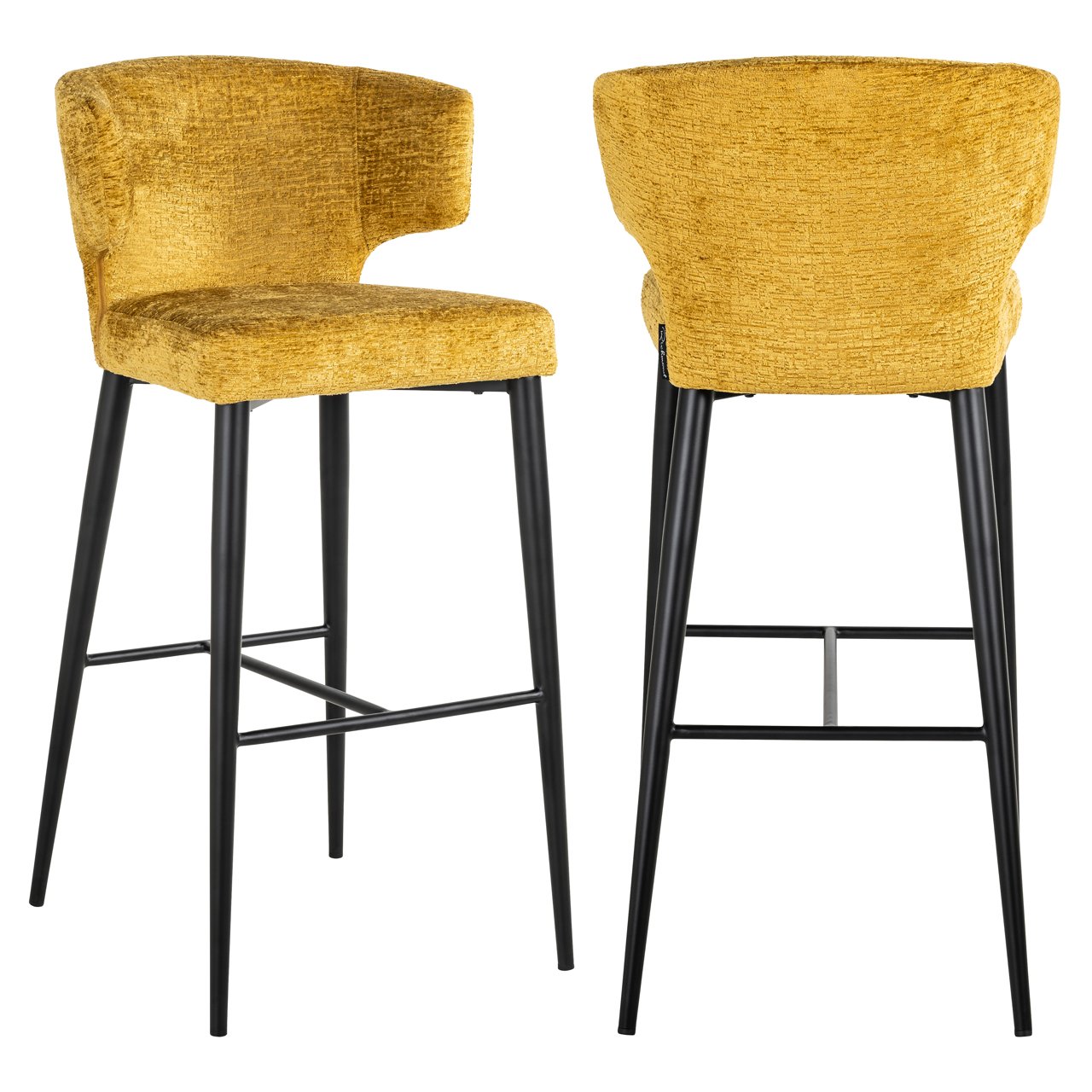 Barkruk Taylor - Zonder armleuning - Hoog - Mustard - Velvet - Richmond Interiors