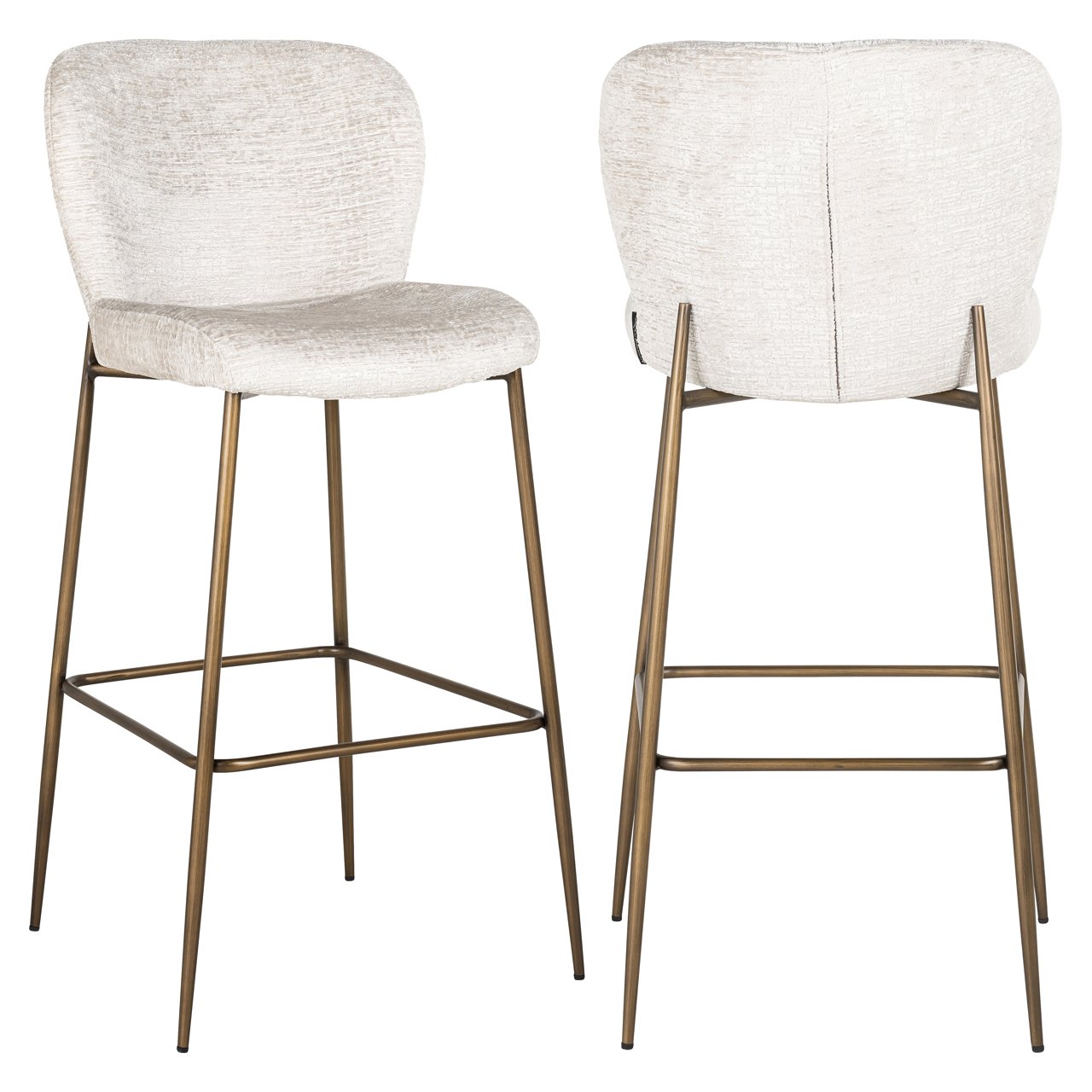 Barkruk Darby - Zonder armleuning - Hoog - Cream - Velvet - Richmond Interiors