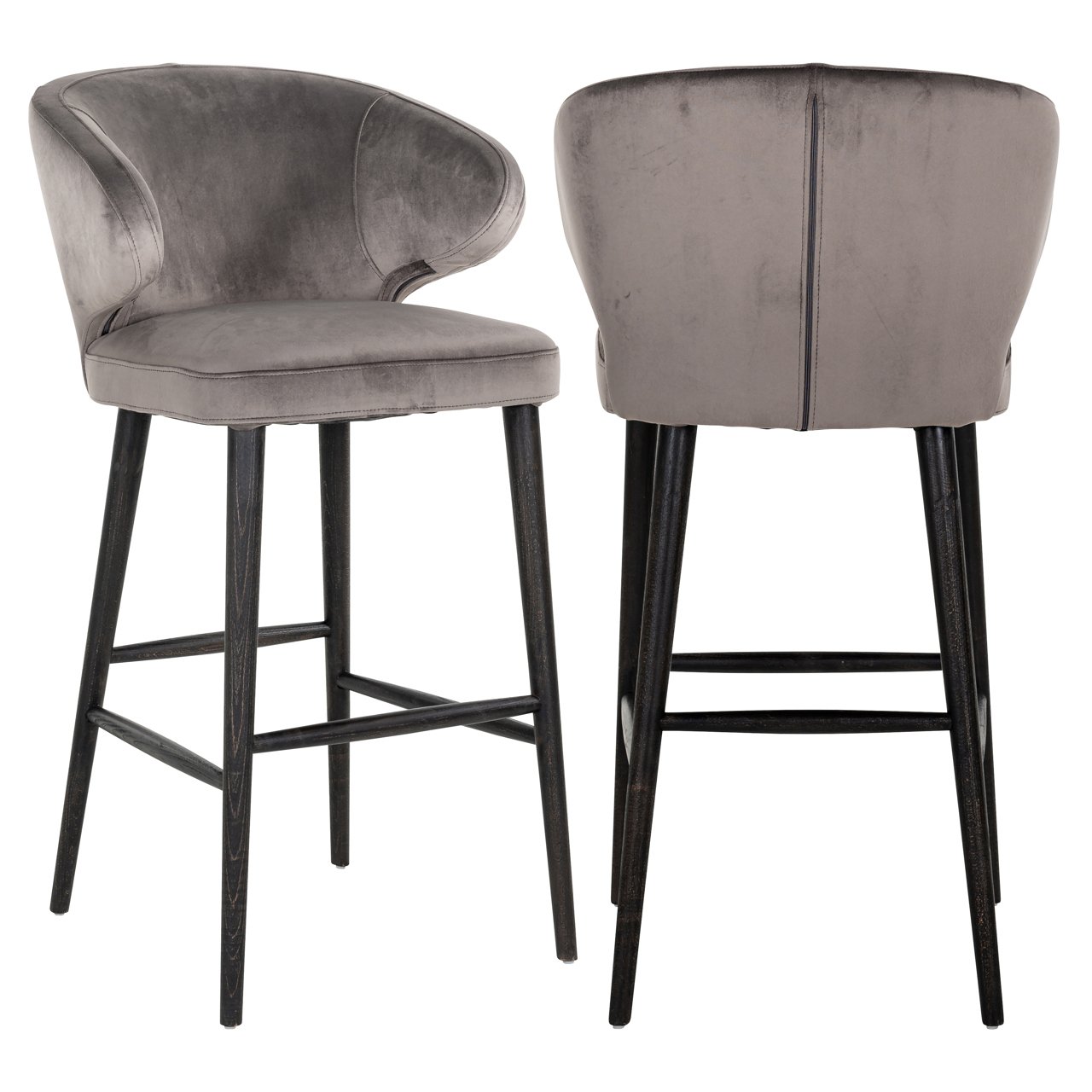Barkruk Indigo - Zonder armleuning - Hoog - Stone - Velvet - Richmond Interiors