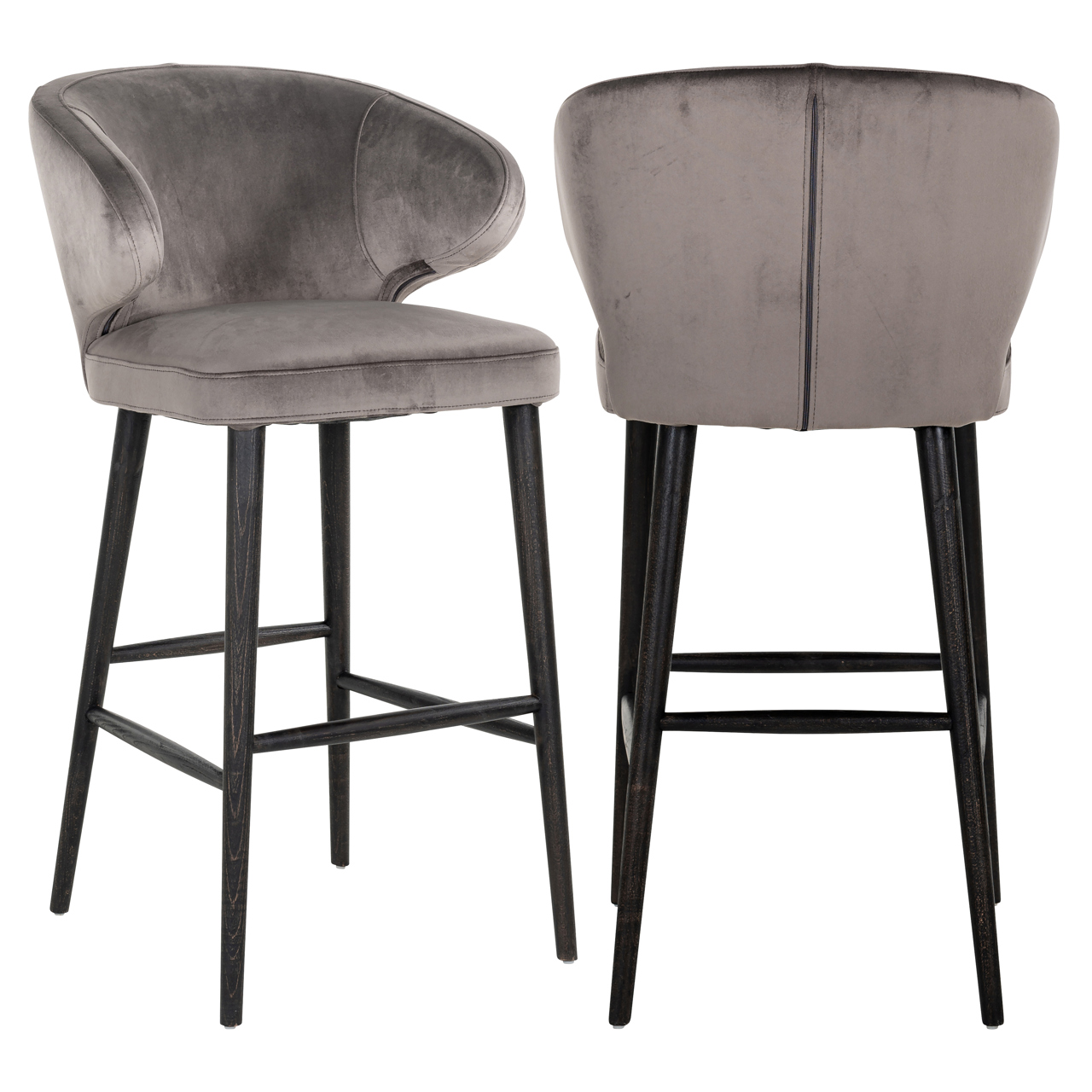Barkruk Indigo - Zonder armleuning - Hoog - Stone - Velvet - Richmond Interiors