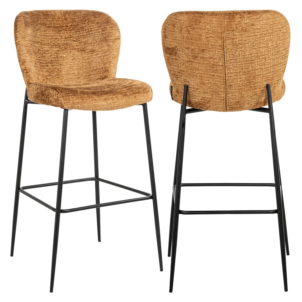 Barkruk Darby - Zonder armleuning - Hoog - Cognac - Velvet - Richmond Interiors