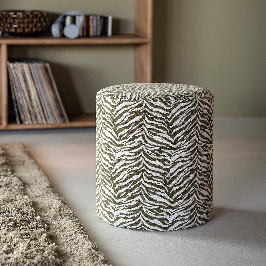 Kruk Tigra - Groen - 100% polyester & hout - By Boo