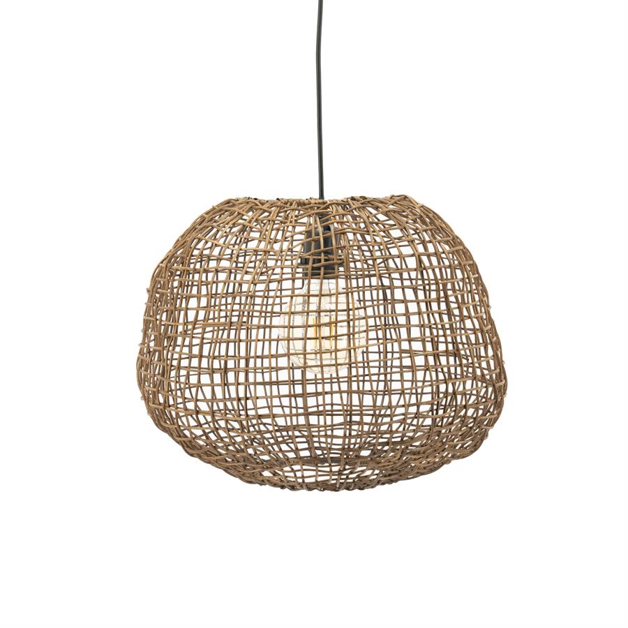 Hanglamp Hata - Bruin - Ijzer & rattan - 40x40x30 cm - By Boo