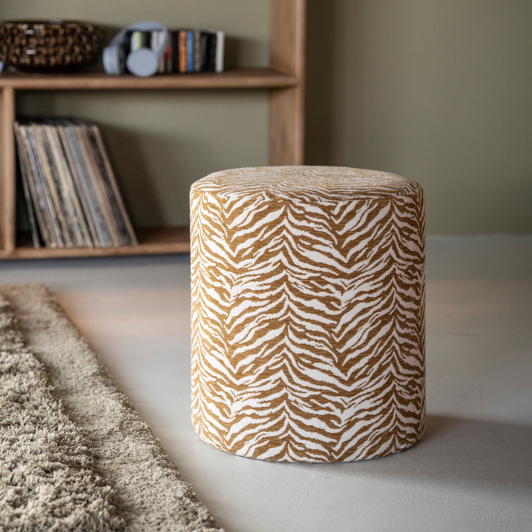 Kruk Tigra - Geel - 100% polyester & hout - By Boo