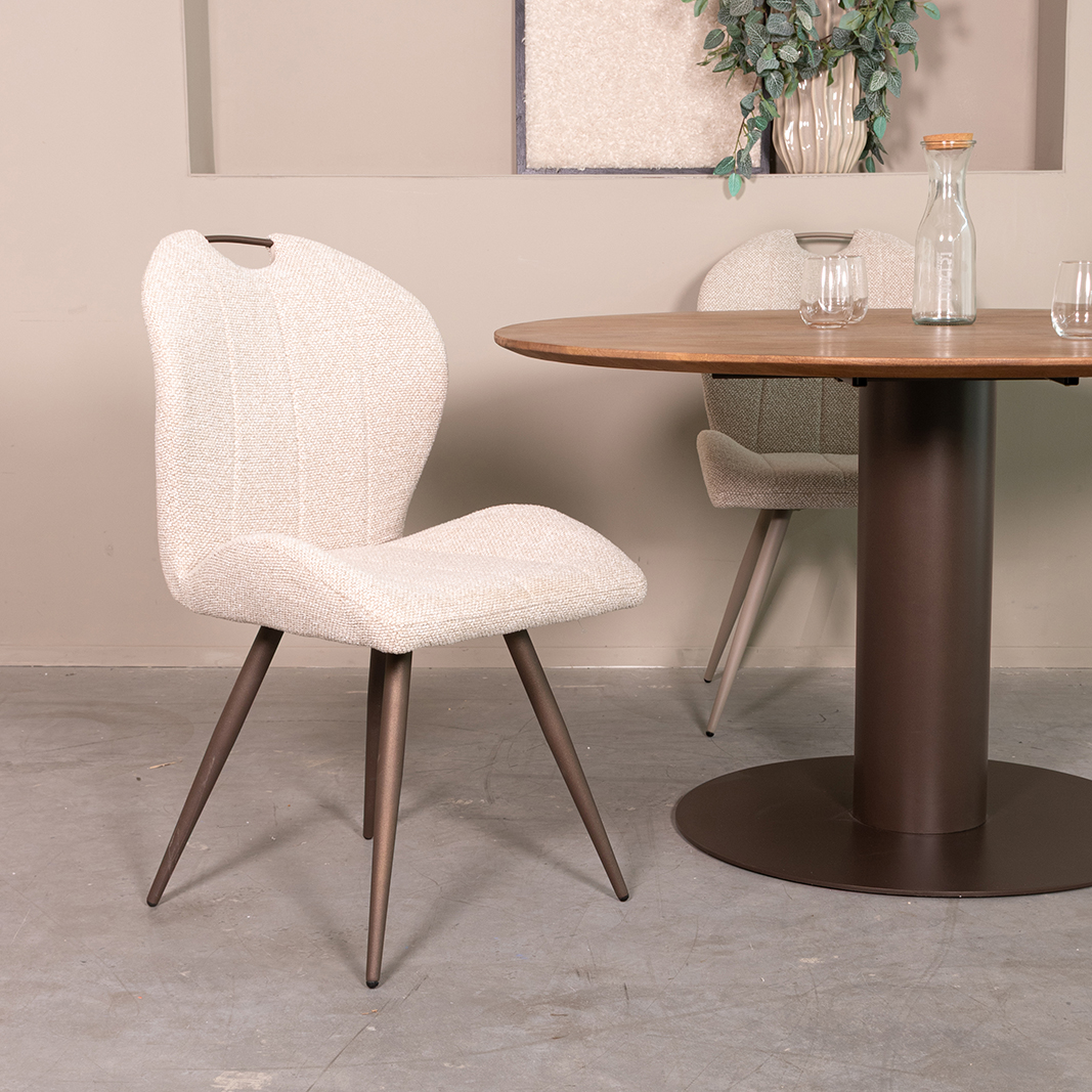 Eetkamerstoel Silly - Zonder armleuning - Naturel Beige - Boucle - LABEL51