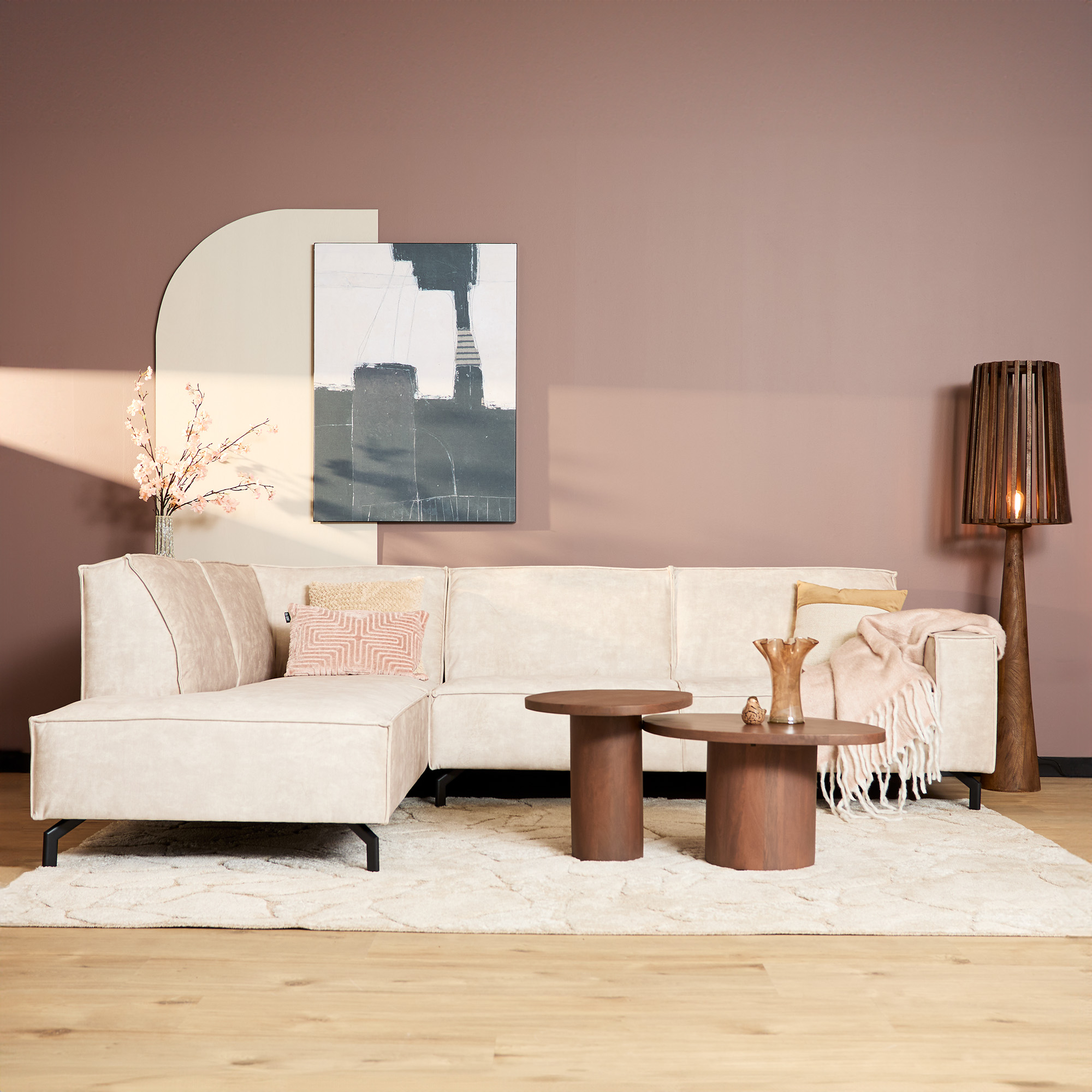 Hoekbank Floris - Beige - Velvet - MySofa