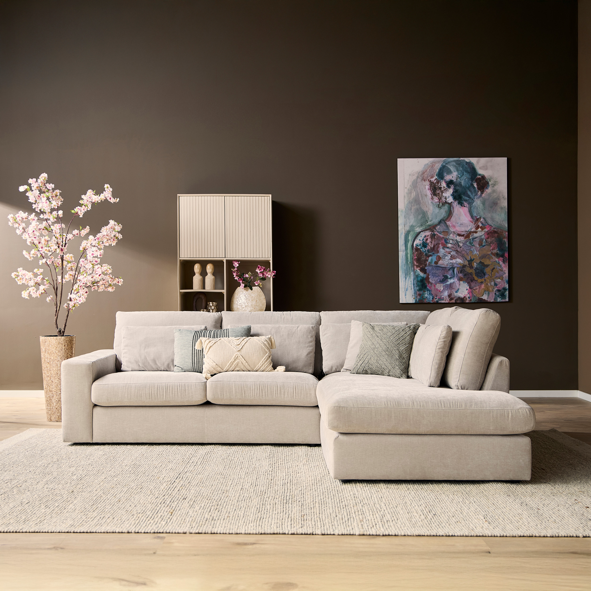 Hoekbank Jesse - Beige - Geweven - MySofa